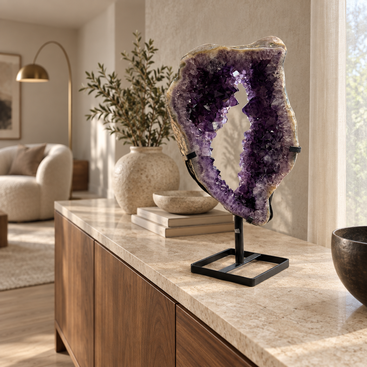 Natural Amethyst Geode on Display Stand - Extra Quality