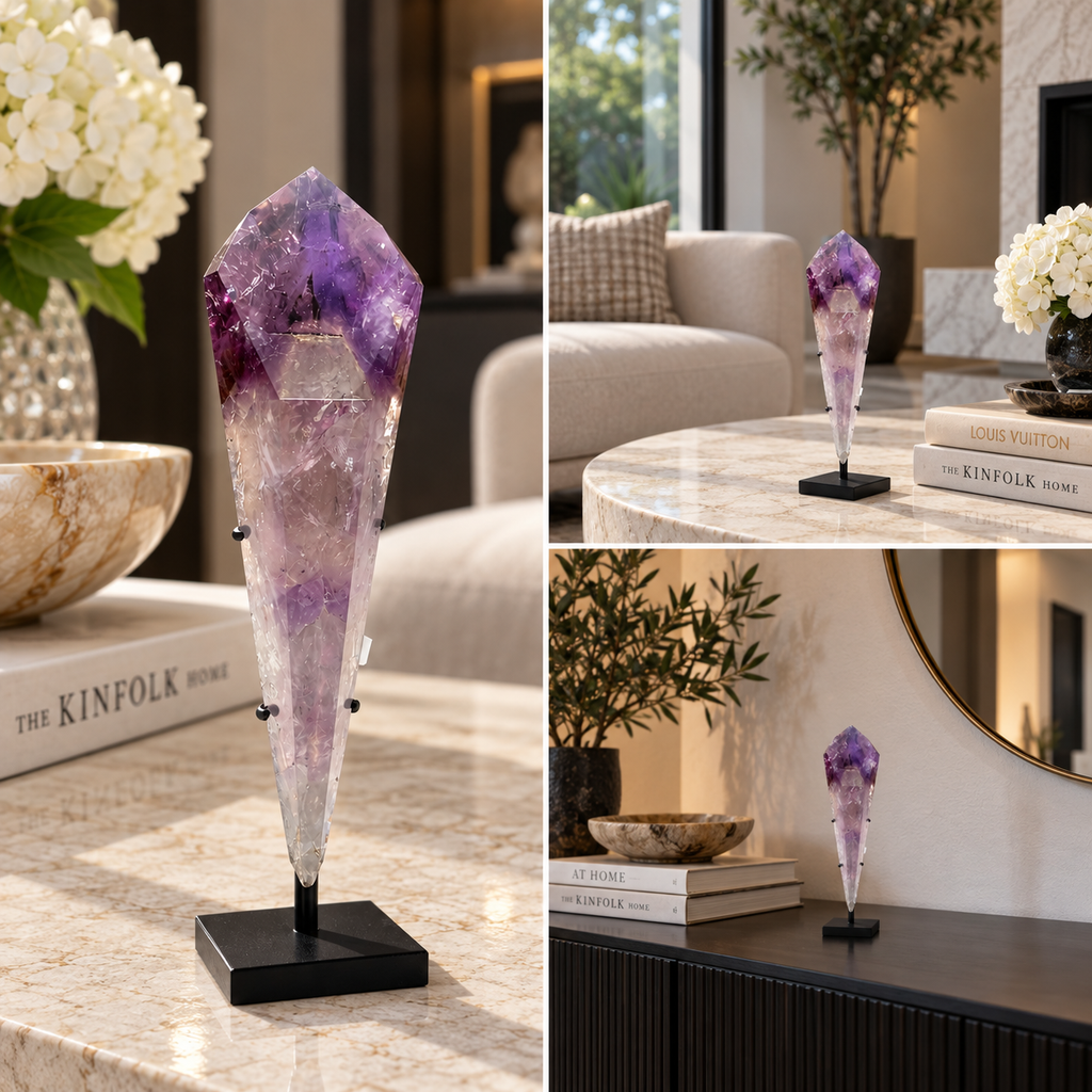 Natural Amethyst Point on Display Stand