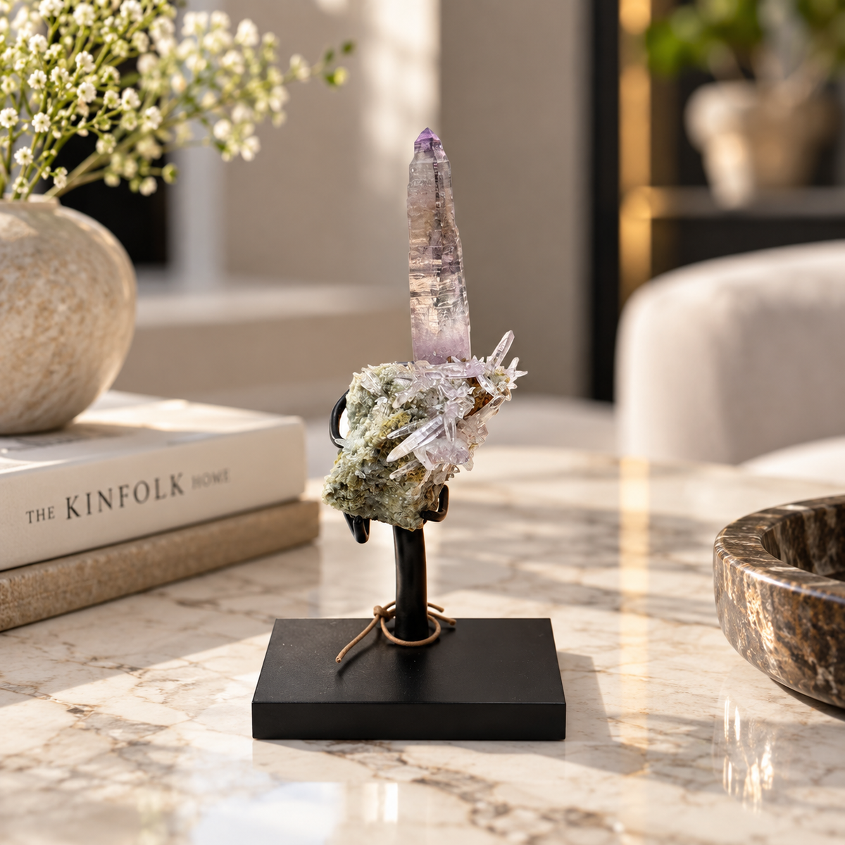 Natural Veracruz Amethyst Crystal Cluster on Display Stand