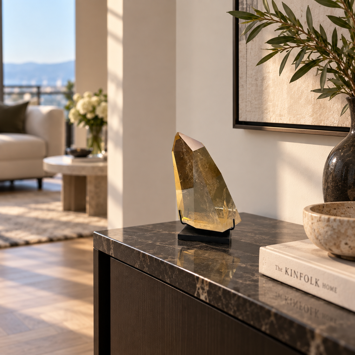 Citrine Point Free-Form on Display Stand – Extra Quality