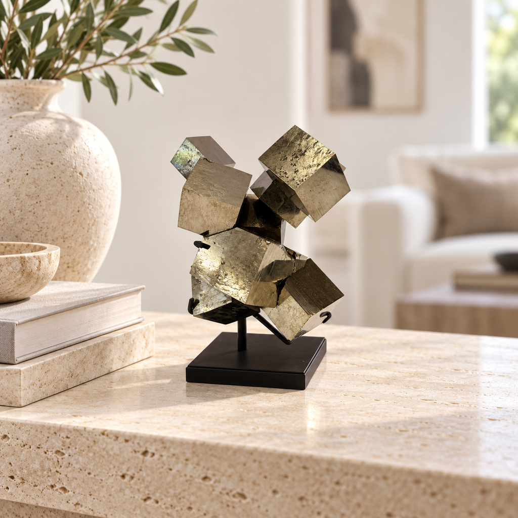 Pyrite Statement Piece on Display Stand