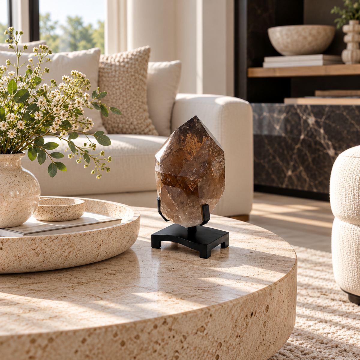 Natural Citrine Point on Display Stand